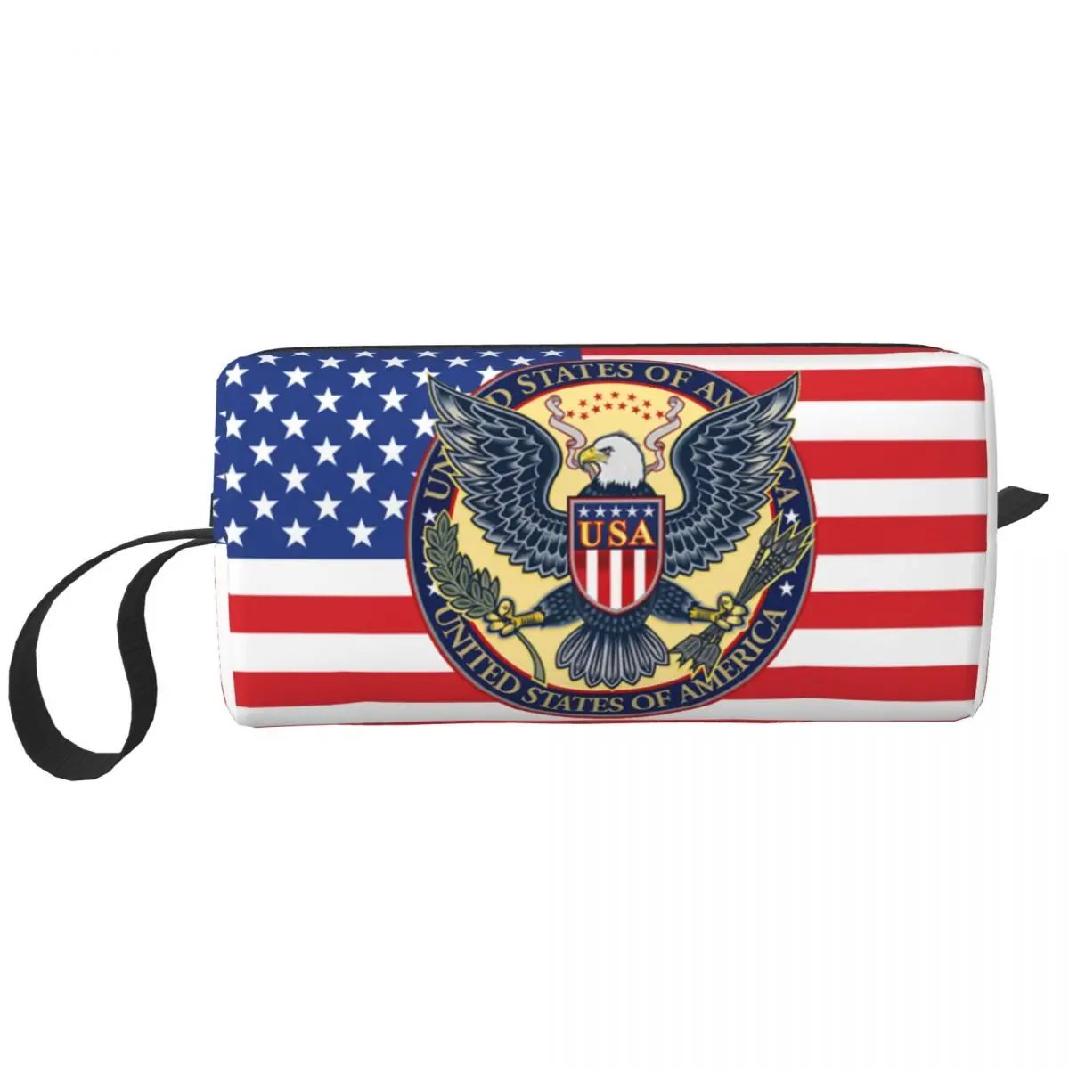 Custom American Eagle USA Flag Travel Cosmetic Bag for United States Makeup Toiletry Organizer Ladies Beauty Storage Dopp Kit