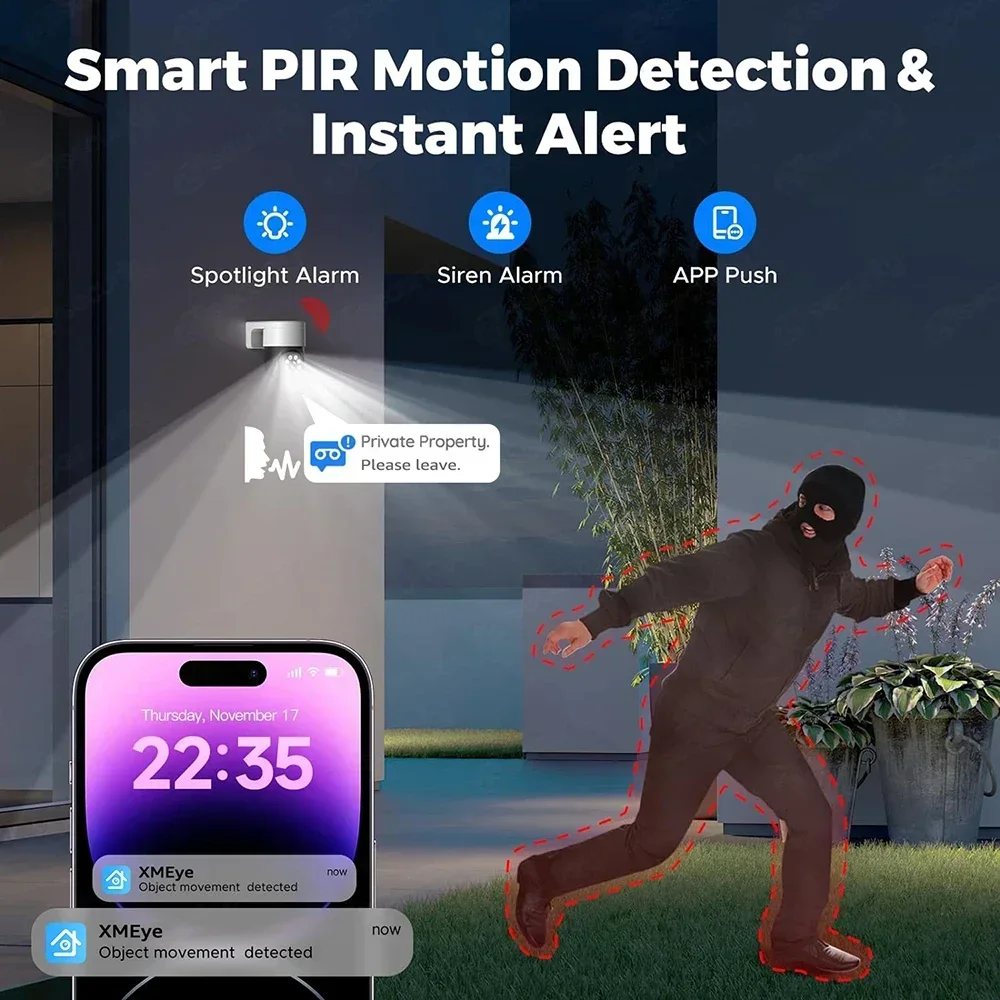 4K Security Camera System 4pcs Wired 8MP PoE IP Cameras Set Outdoor Auto Tracking Human Vehicle Detection PoE NVR KIT XMEye APP