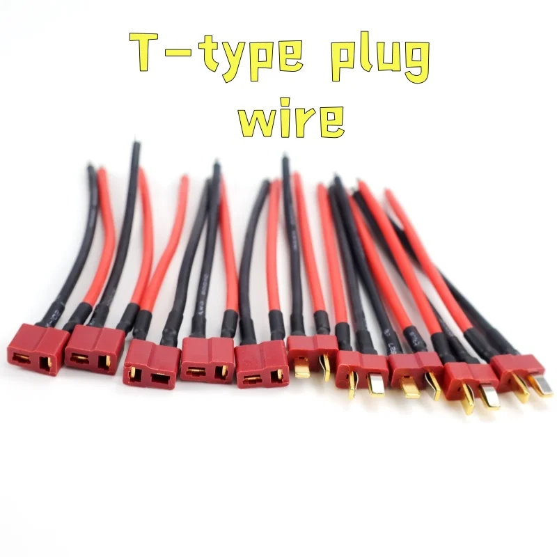 3/5/10 คู่ ปลั๊กแบบ T 10 ซม. 14AWG สายซิลิโคนตัวผู้/ตัวเมีย สำหรับรีโมทคอนโทรล โมเดลควอดคอปเตอร์ แบตเตอรี่ลิเธียม