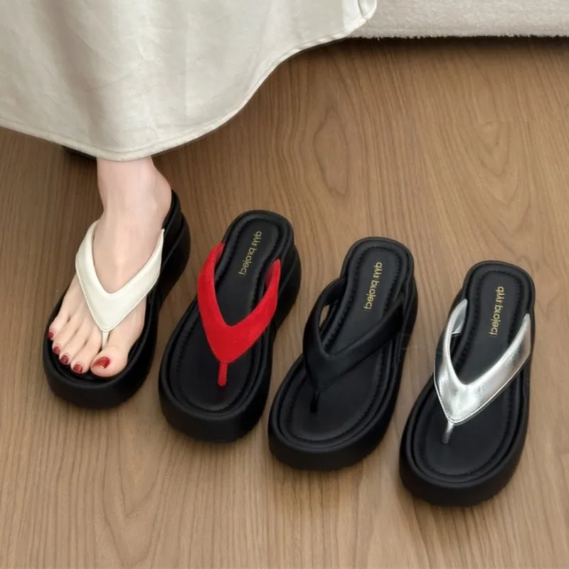 

Women Platform Flip Flops Summer Thick Sole Wedge Heel Slippers Slip On Non Slip Beach Shoes Casual Outdoor Footwear Black