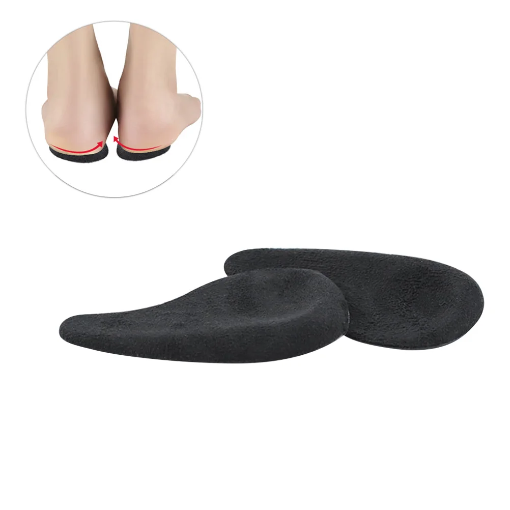 

2 Pairs Heel Correction Insoles Black Half Shoe Pads Foot Arch All Sizes Durable Abs Material Stress Relief Comfort