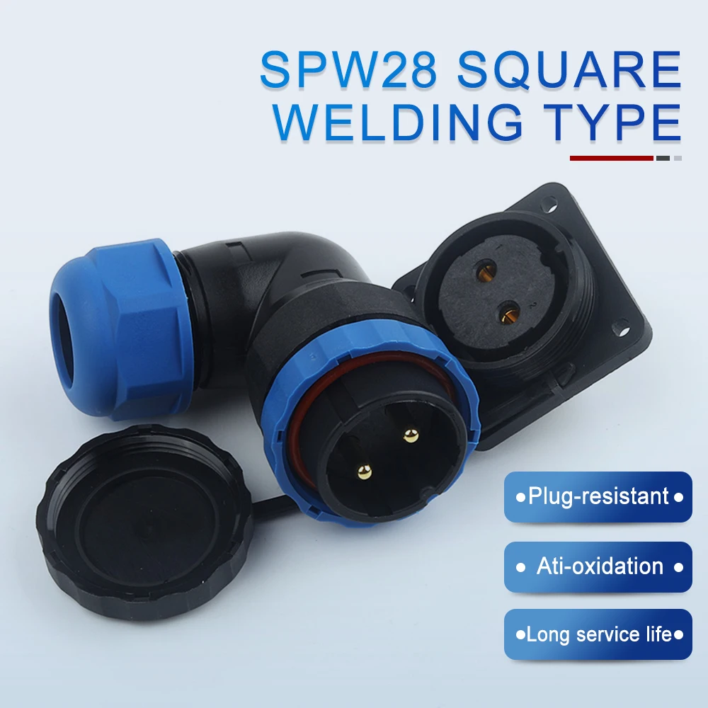

SP28 Outdoor Waterproof Connector 2/3/4/5/6/7/9/10/12/14/16/19/22/24/26 Pin 90 Degree Elbow Square Type Industrial Plug Socket