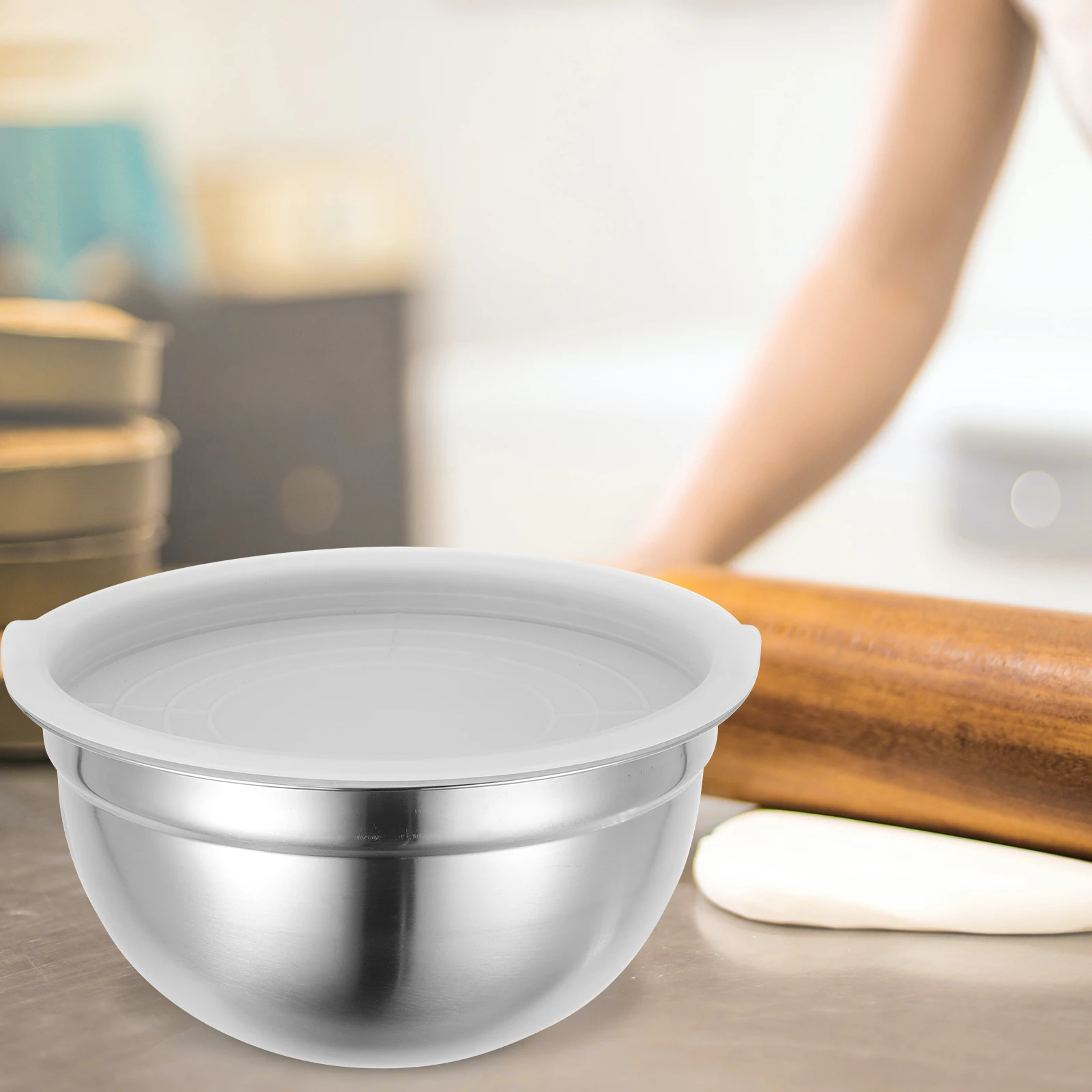 

Stainless Steel Cooking Bowl Bowls Serving with Lids Mixing for Kitchen Snack Dish Basin