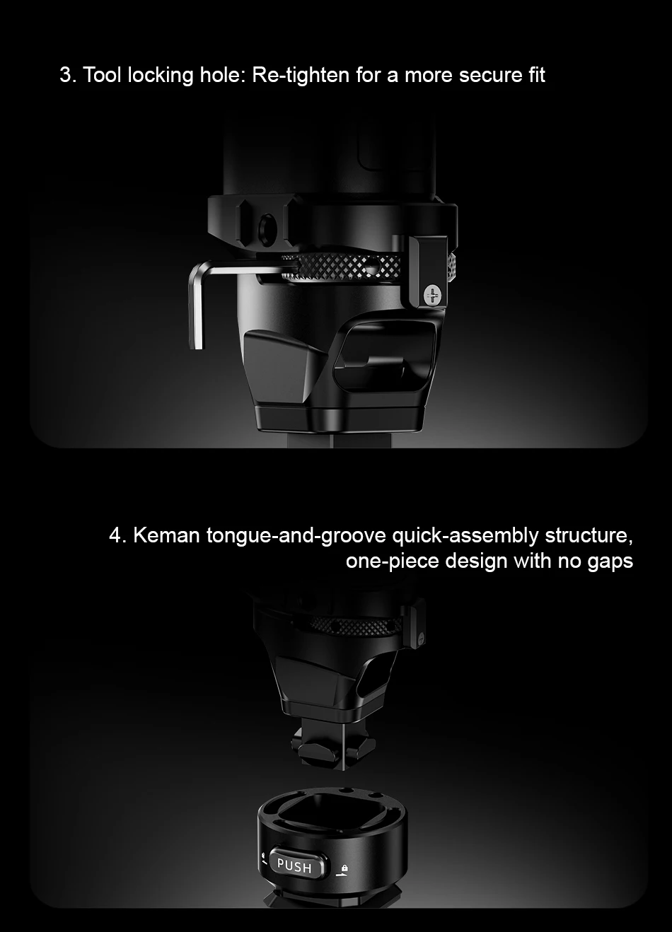 COMAN PH50 DJI Gimbal-Verstärkungsstabilisator Sicherheitsverbindungsset für DJI RS3 Pro RS4 Pro RS5 Stativ Einbeinstativ Zubehör – Detail 5