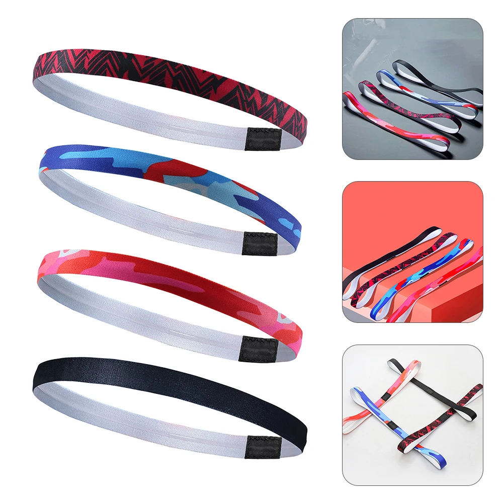 

4 Pcs Anti-slip Hair Strap Anti-skid Sports Headband Yoga Sweat Absorbent Outdoor Hairbands Headbands
