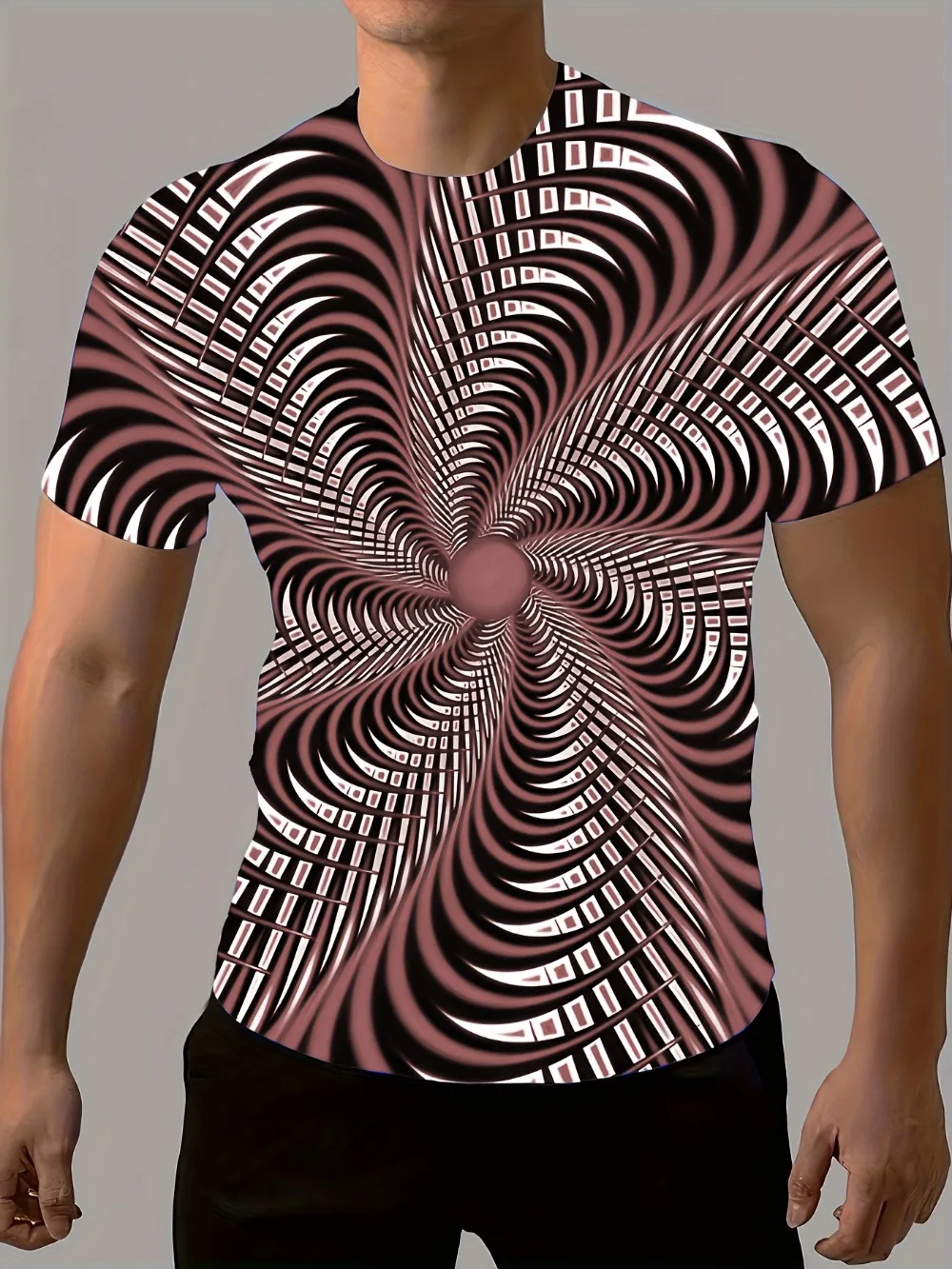 Kreativität Rainbow Vertigo Hypnotic Vortex 3D Sport Schnelltrocknend Breatha Herren T-Shirt Outdoor Street Casual Eltern-Kind-Kleidung – Detail 6