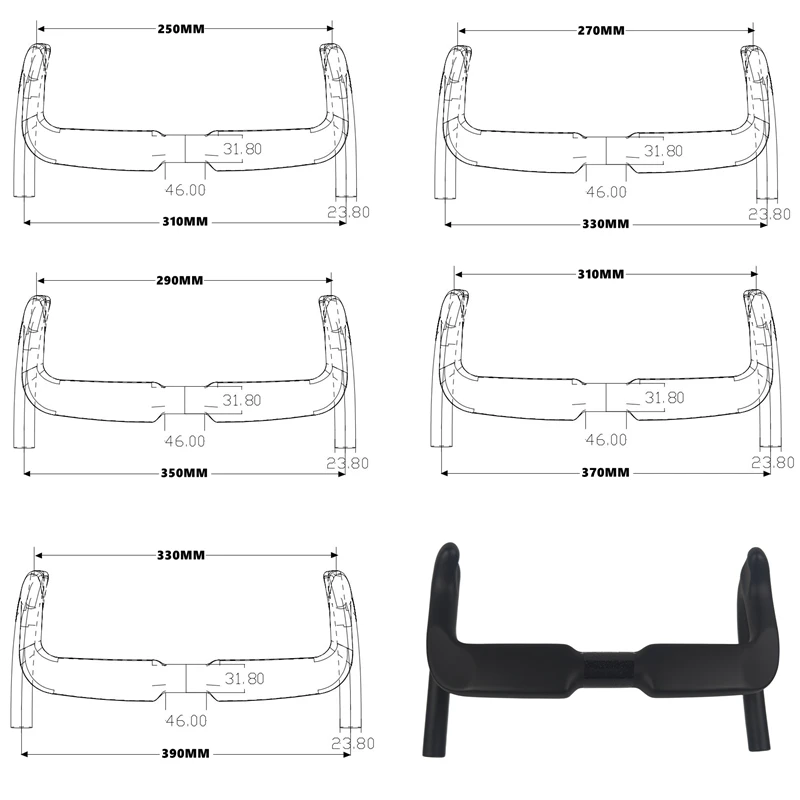 BIKEDOC 330MM Bunch Bars Track Carbon Handlebars Super Light Aero Sprint Handle Bar