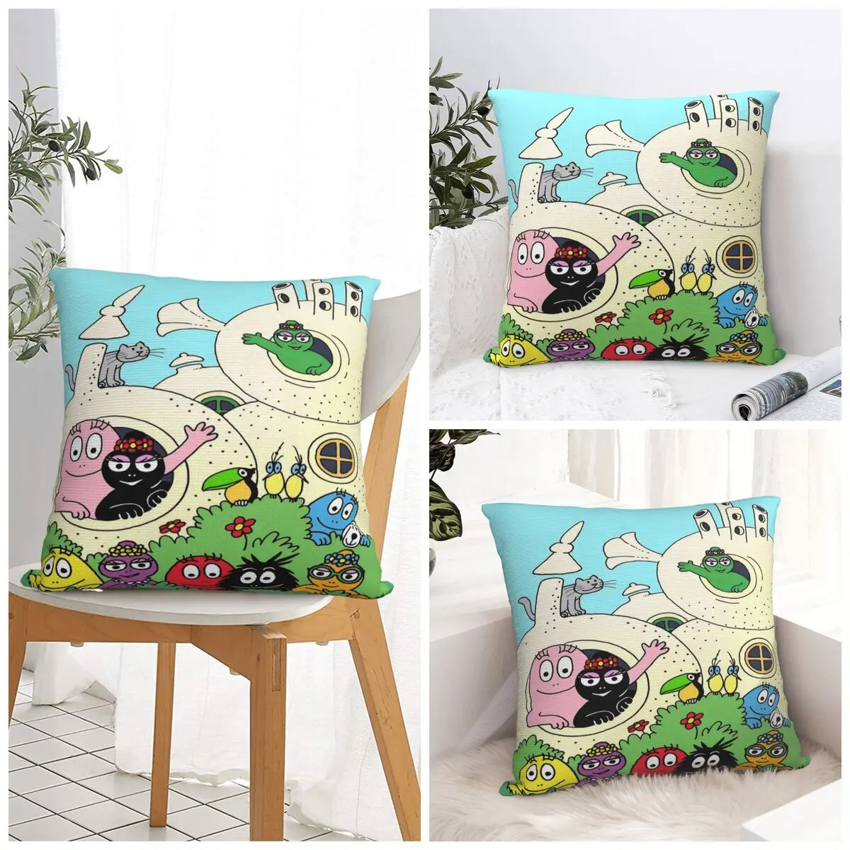 Cute Cartoon B-B-Barbapapas Pillow Case Cushion Cover Soft Custom Pillow Cover Retro Trendy Pillowcases For Sofa Car Home Decor
