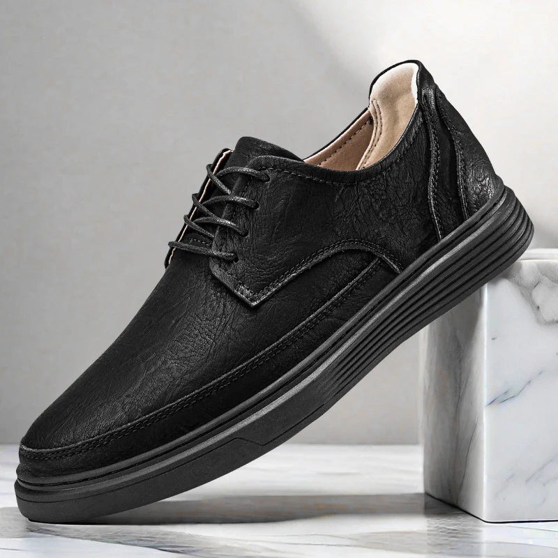 Sepatu Oxford Bersirkulasi Berlubang Musim Panas Pria Merek 2025 Sepatu Kasual Penambah Tinggi Kulit Sapi Nyaman Pria Kualitas Tinggi