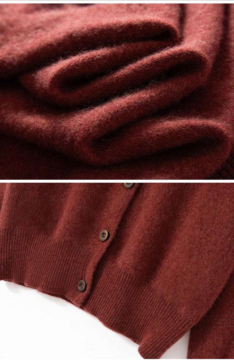 

TLOML New Women's 100% Cashmere Cardigan V-neck Long Sleeve Cashmere Sweater Autumn Winter Office Lady Simple Style Clothes Tops