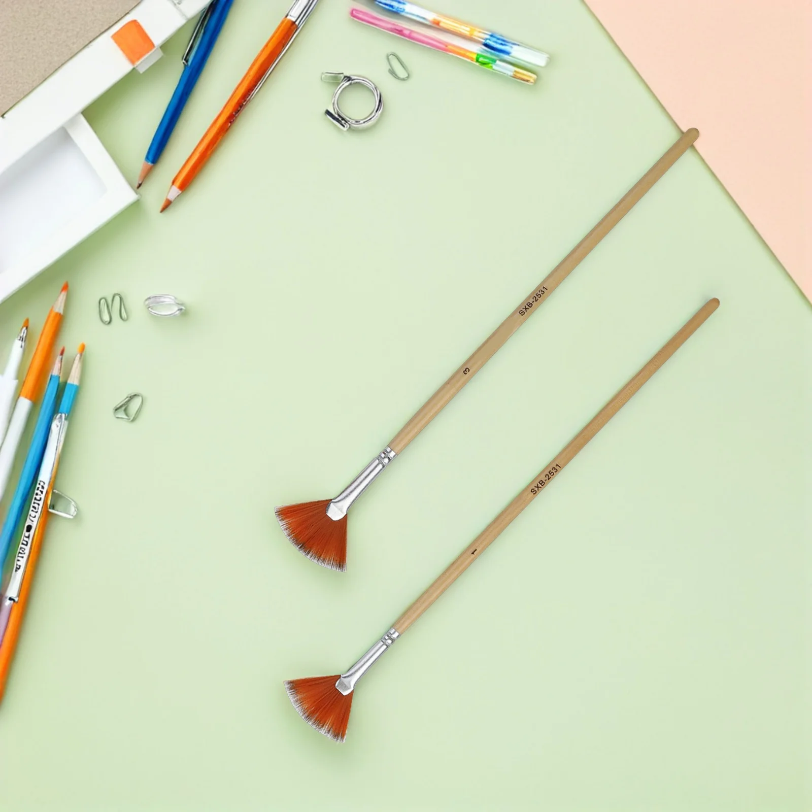 

10Pcs Nylon Hair Fan Painting Brush Set Wood Handle Artist Paint Tools for Oil Watercolour Acrylic Art Supplies