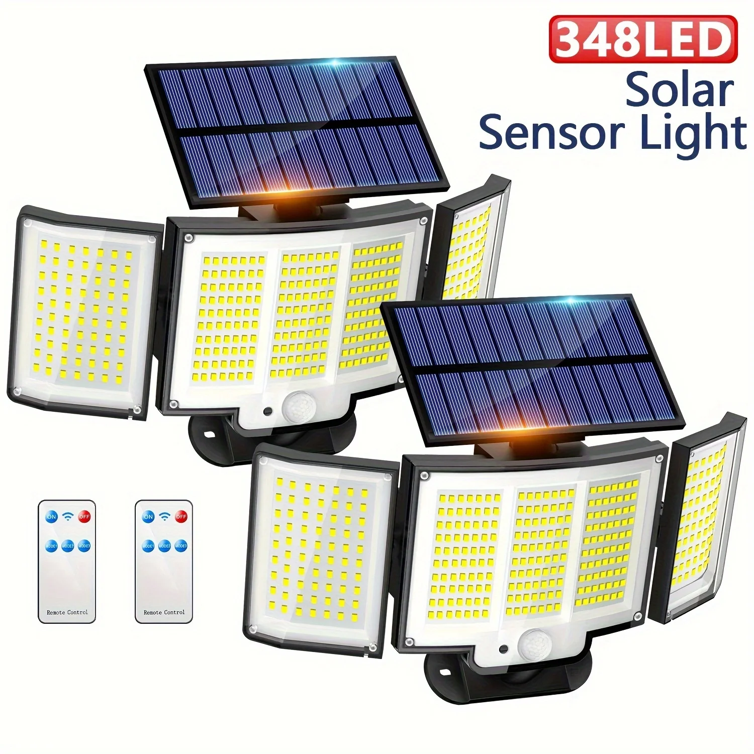 Solar Lights Outdoor 328/348LED 3 Heads Waterproof Solar Powered Security Flood Lights Motion Sensor Outdoor Lights For Garden