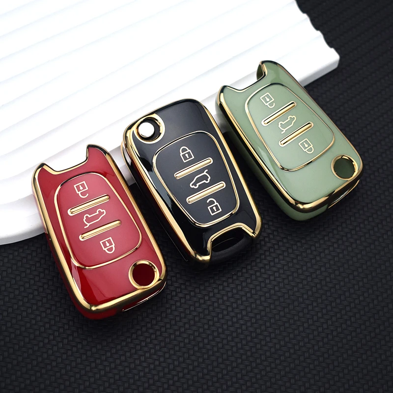 For KIA RIO Soul Optima Ceed K2 K3 K5 Pride For Hyundai Elantra Accent i20 i30 ix35 Car Flip Key Case Cover Shell Fob Keychain