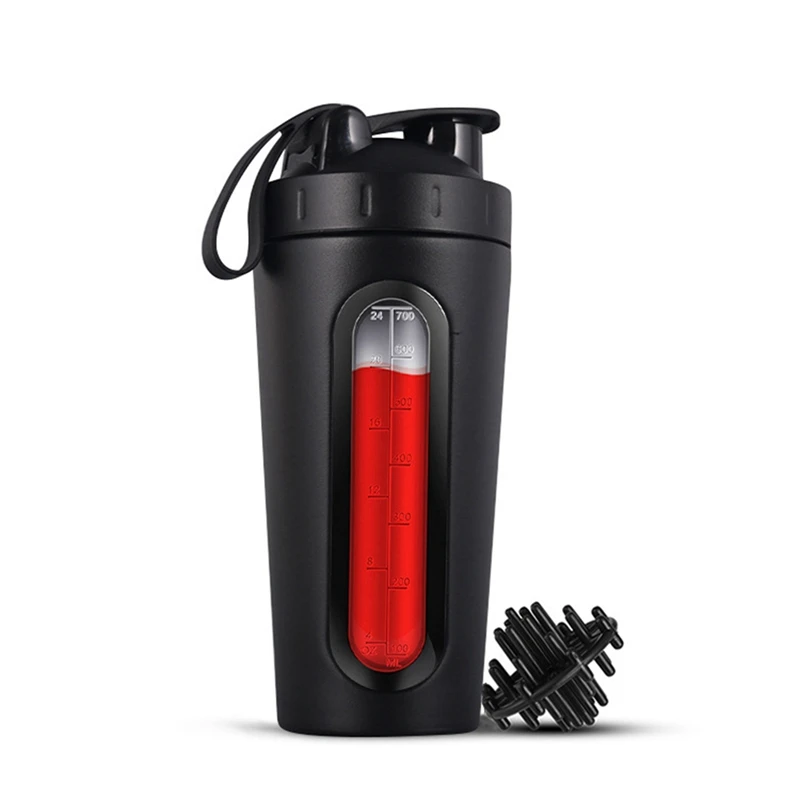 

Shaker Bottles For Protein Mixes Stainless Steel Protein Shaker Not Stays Cold/Hot, Visible Window Metal Shaker Cups