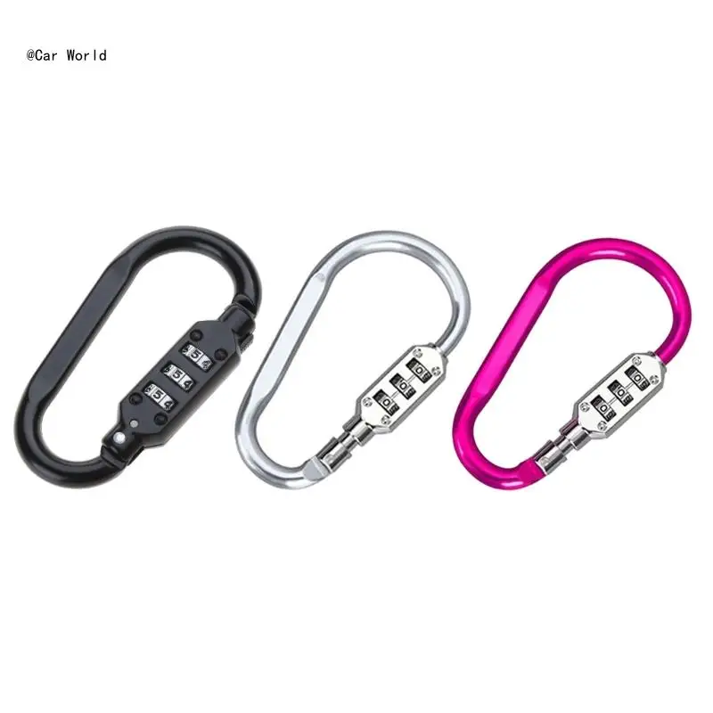 6XDB Baggage Doors Carabiner Padlock 3 Dial Digit Password Lock Resettable Anti-theft