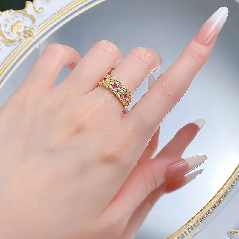 

925 silver plated with 18K white gold, rare pink sapphire inlaid, showing a luxurious taste ring