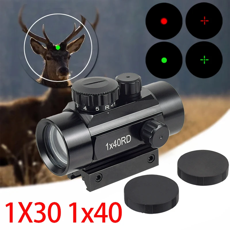 1X30 1x40 Tactical Red Green Dot/Cross Scope Sight Airsoft Holographic Collimator Dot 11mm/20mm Rail Mount Pictinny Rail