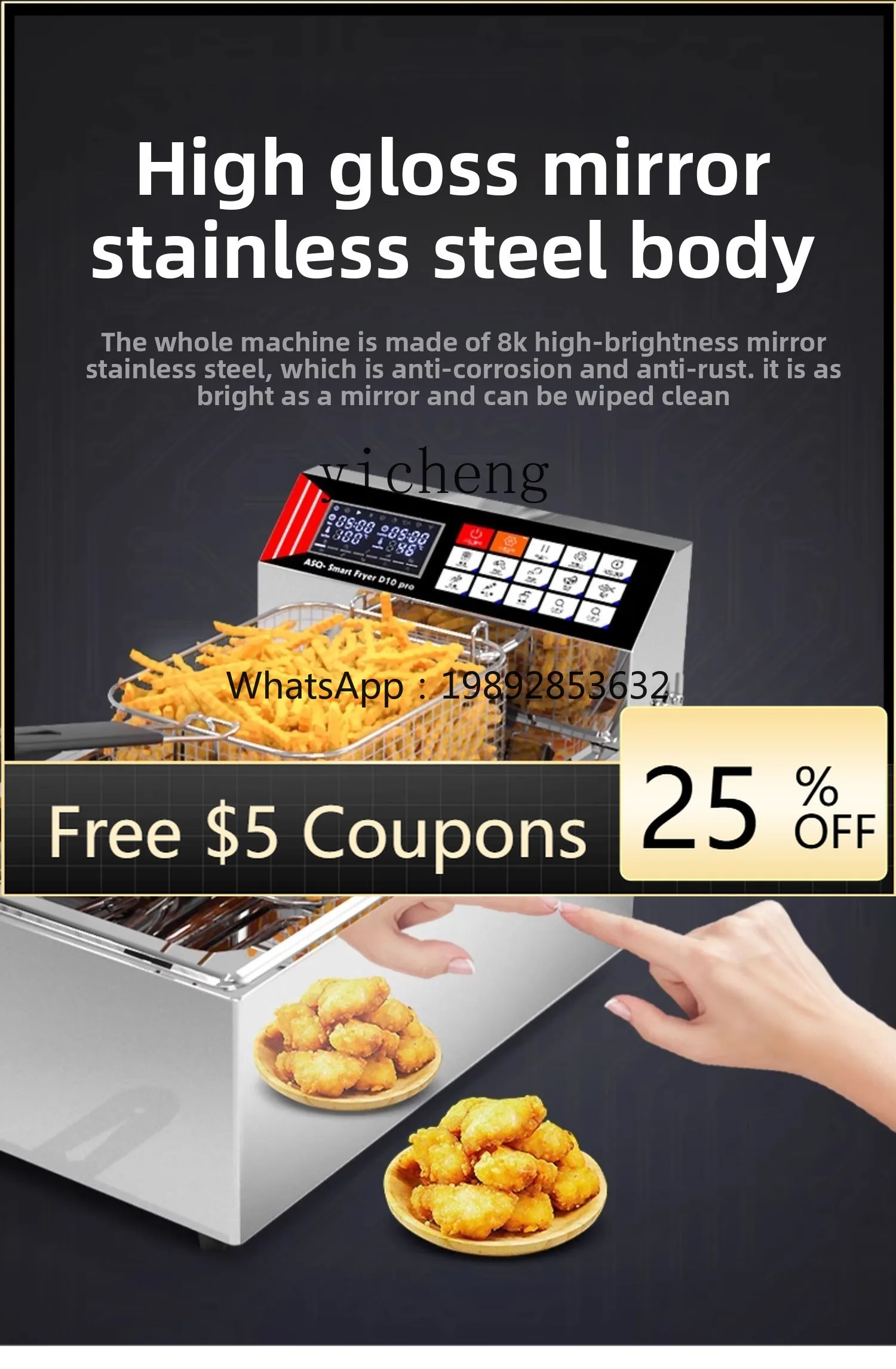 ZK Fryer Commercial Electric Fryer Fries French Fries Potato Tower Machine Double Cylinder