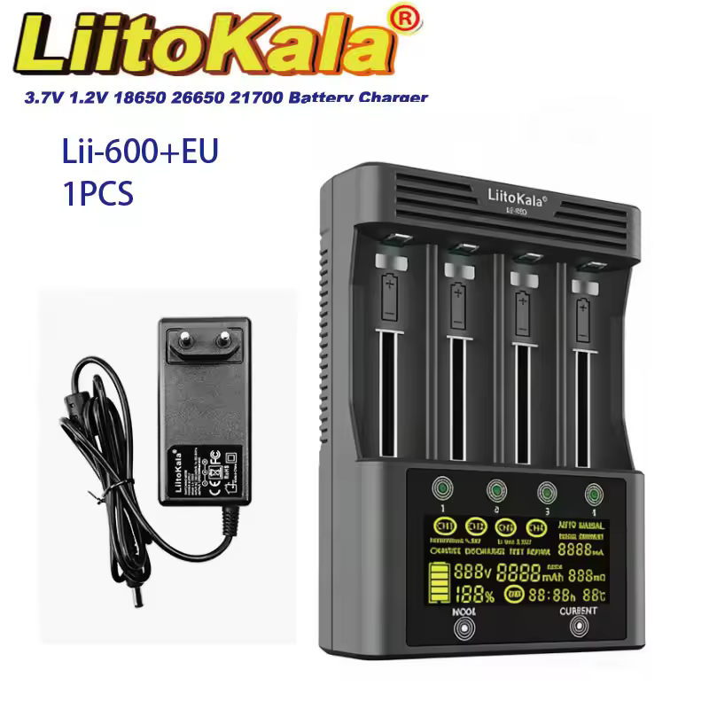 LiitoKala Lii-600 Lii-PD4 Lii-PD2 Lii-500 Lii-S8 LCD Battery Charger For 21700 18650 18350 26650 22650 14500 NiMH
