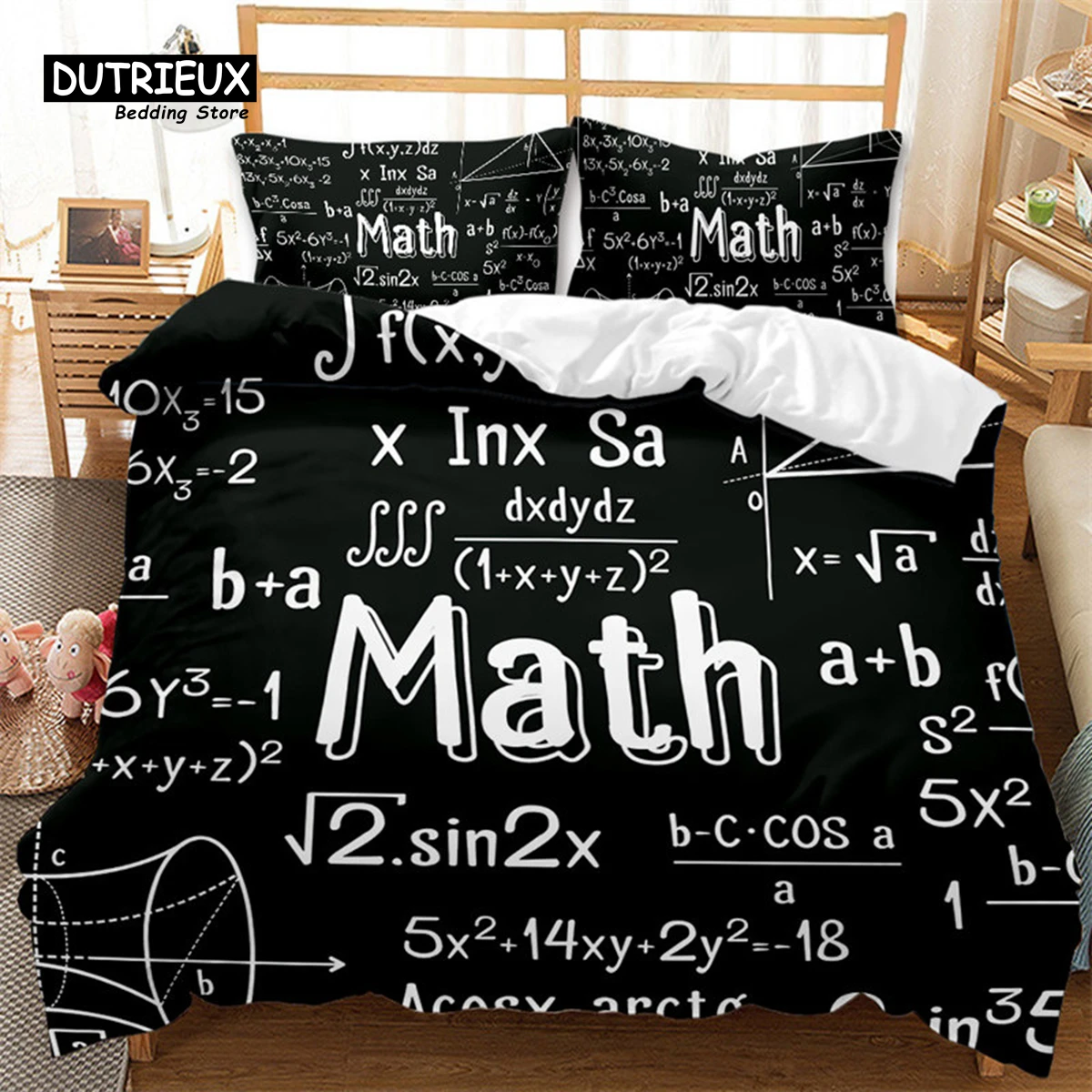 

Math Function Duvet Cover Math Equation Bedding Set Double Microfiber Science Geometry Comforter Cover Educational Quilt Cover