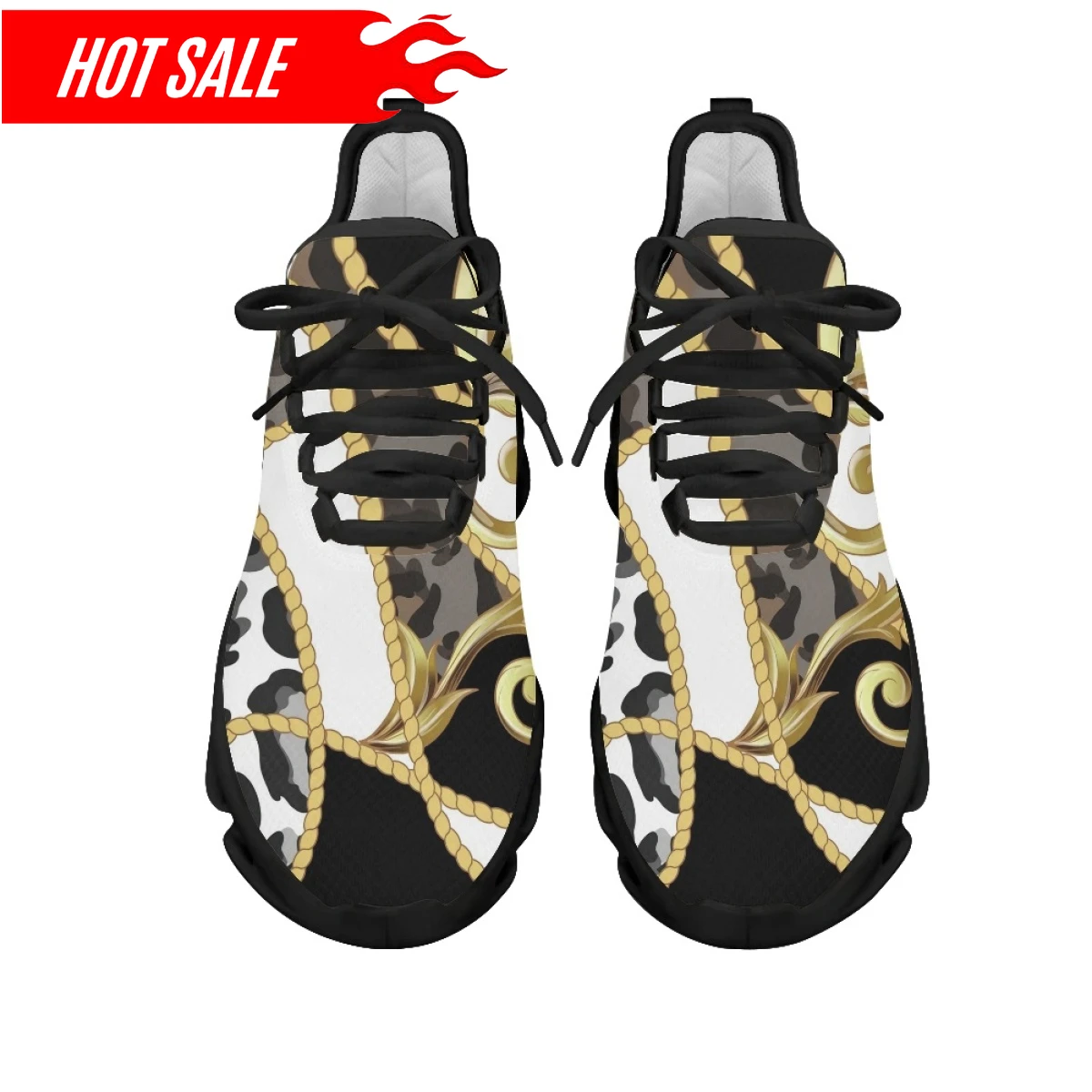 Casual Lace-up Mesh Sneakers for Women Vintage Baroque Leopard Floral Print Girls Travel Platform Shoes Footwear