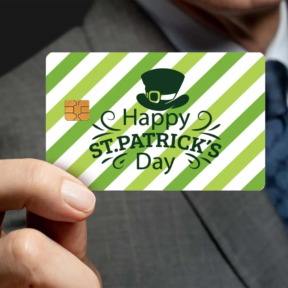 New Personalized Letter Happy ST.PATRICK'S DAY Card Sticker Waterproof Decoration Bank Credit Debit Card Film Skin Small Chip