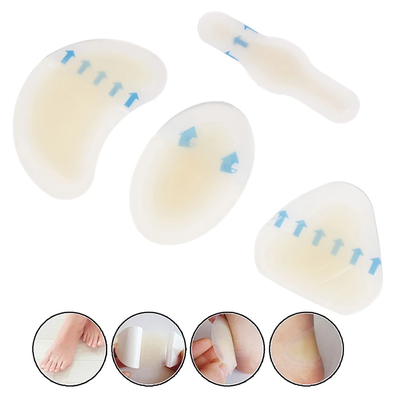 4pcs/set Gel Blister Plaster Pedicure Patch Silicone Gel Soft Heel Sticker Heel Anti-wearing Heel Sticker Adhesive Hydrocolloid