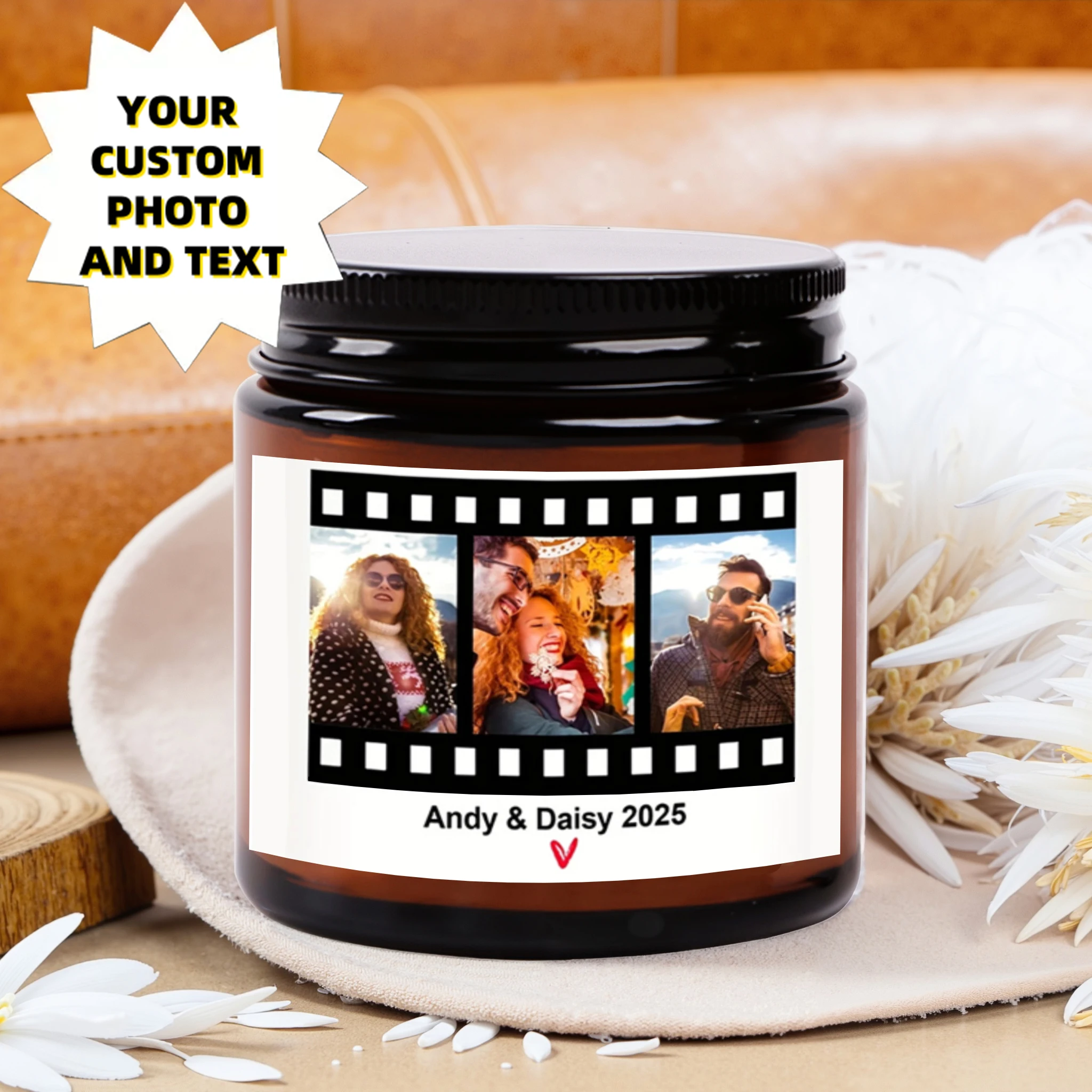 

3.5oz(100g)Personalized candles, customized photos, and film text, suitable for birthday and holiday commemoration