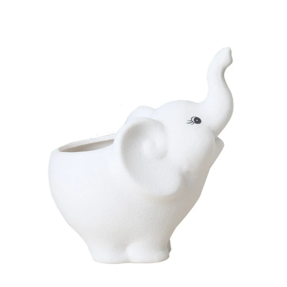 

Elephant Shape Succulent Flower Pot Minimalist Practical Elephant Vase Cute Handmade Ceramic Flowerpot Home Decoration