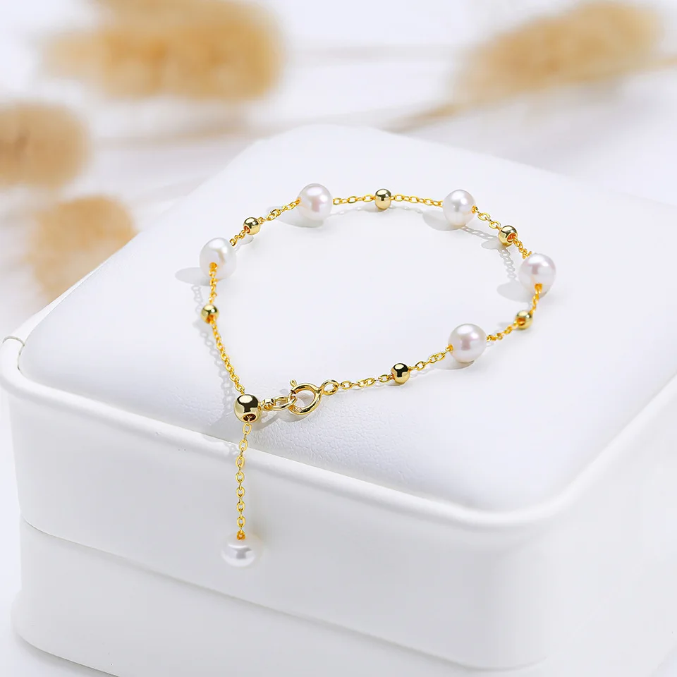 Hengsheng 4-5mm Freshwater Pearl Bracelet for Women 15cm Length 3cm Adjustable Pearl Bracelet Jewelry Gift 2025 New Arrivals