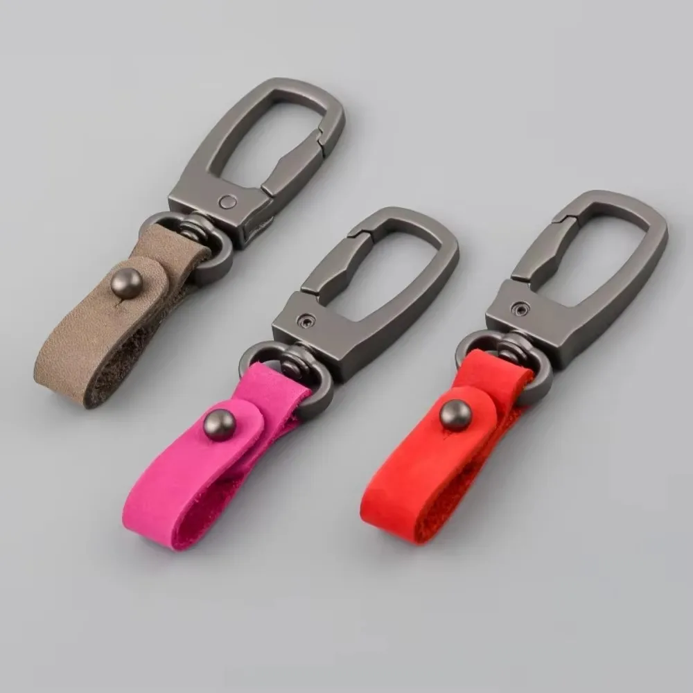 Fashion Matte Finish Concise Leather Metal Keychain Simplicity Key Chain Ring Anti Detachable Keyring Men Woman Car Moto Gift