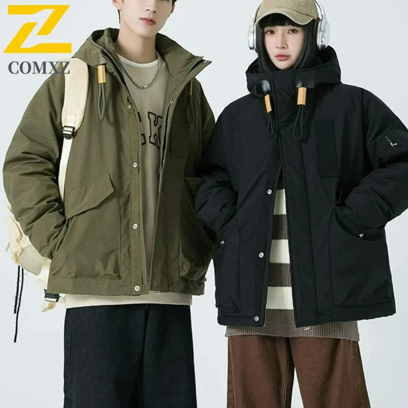 COMXZ جودة عالية مبطن سترة بلون متعدد جيب التخييم أسفل سترة 2025 الثلوج يندبروف الشتاء سترة ملابس للرجال #1