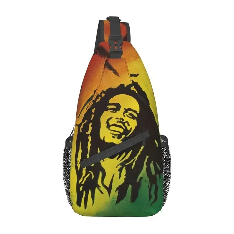 Jamaica Reggae Rock Bob Marley Crossbody Sling Backpack Men Custom Shoulder Chest Bag for Cycling Camping Daypack