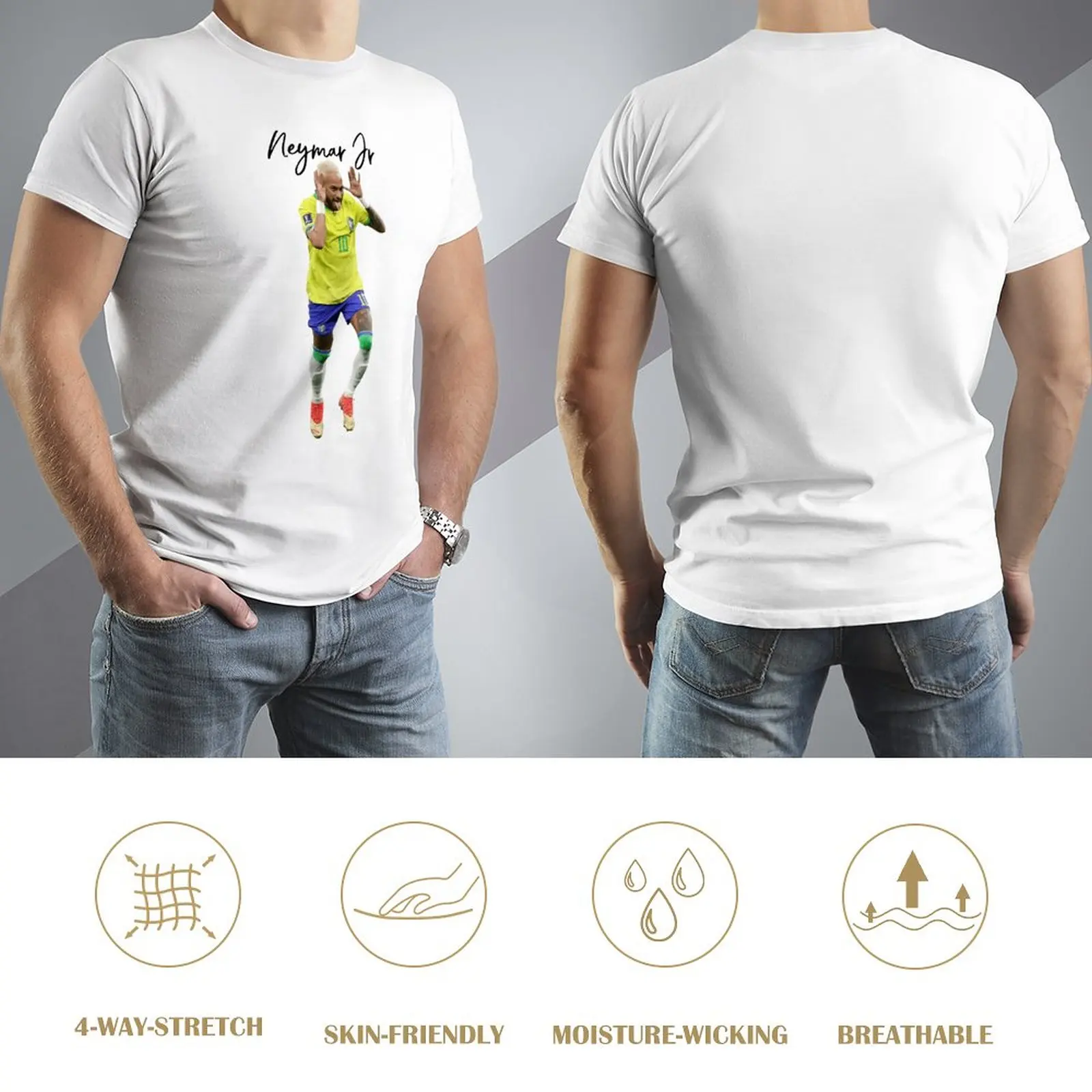 Cute Neymar And Jr Brazil Celebrate Soccer Striker 54 Tshirt Sports Vintage Leisure Eur Size