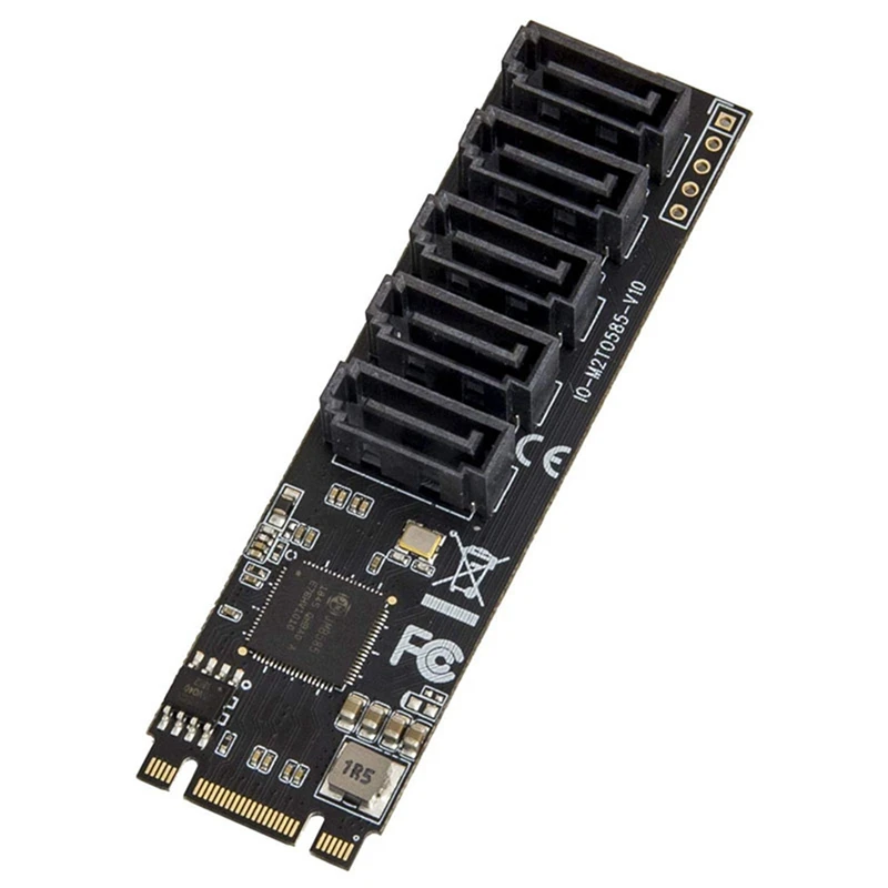 M2 To SATA3 Expansion Card,M.2 NVME To SATA3.0,SSD Adapter 5 Port,M.2(Pcie) To 5 Ports SATA Add On Cards,JMB585 Chipset