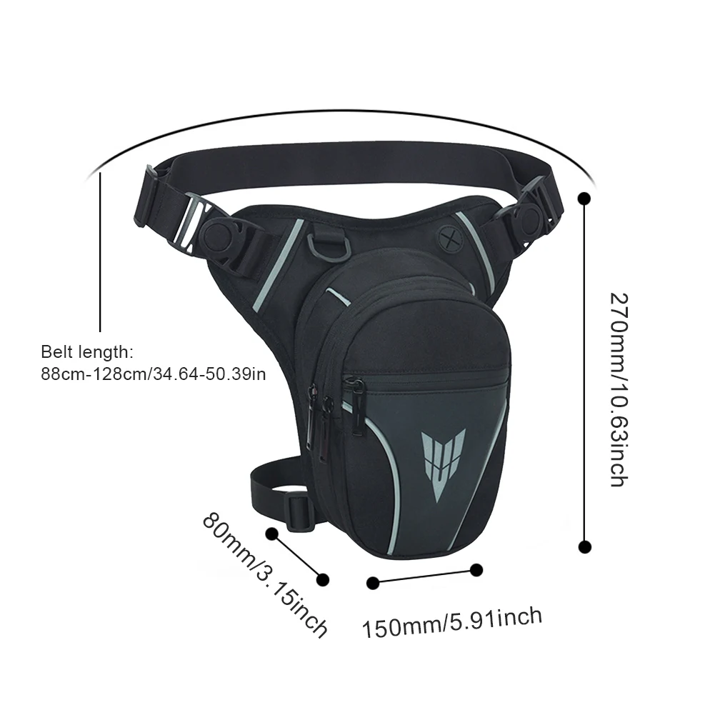 Men Motorbike Thigh Bag Multifunctional Drop Leg Bag with Reflective Stripe