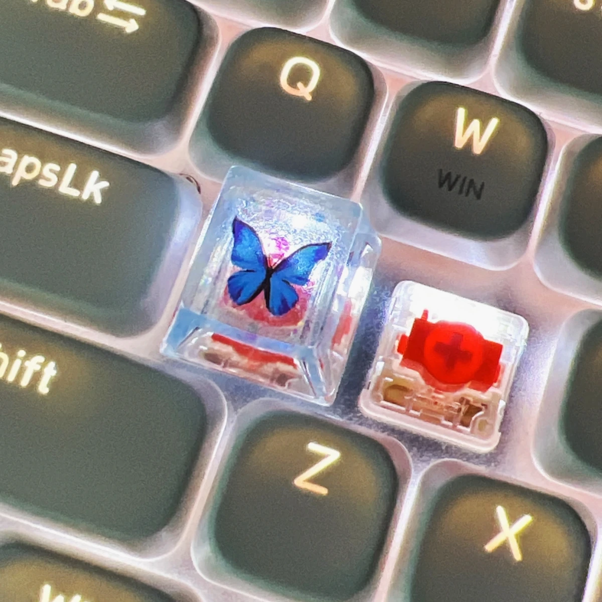 1Pcs New Best Selling Translucent Butterfly Keycaps Cross Axis Mechanical Keyboard Keycaps With Accessories
