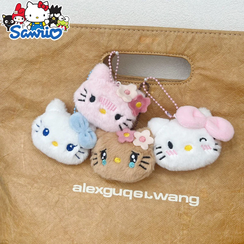 Sanrio Kawaii Hello Kitty Y2k gantungan kunci lucu aksesoris kartun boneka mewah tas dekorasi gantungan kunci liontin hadiah ulang tahun anak perempuan