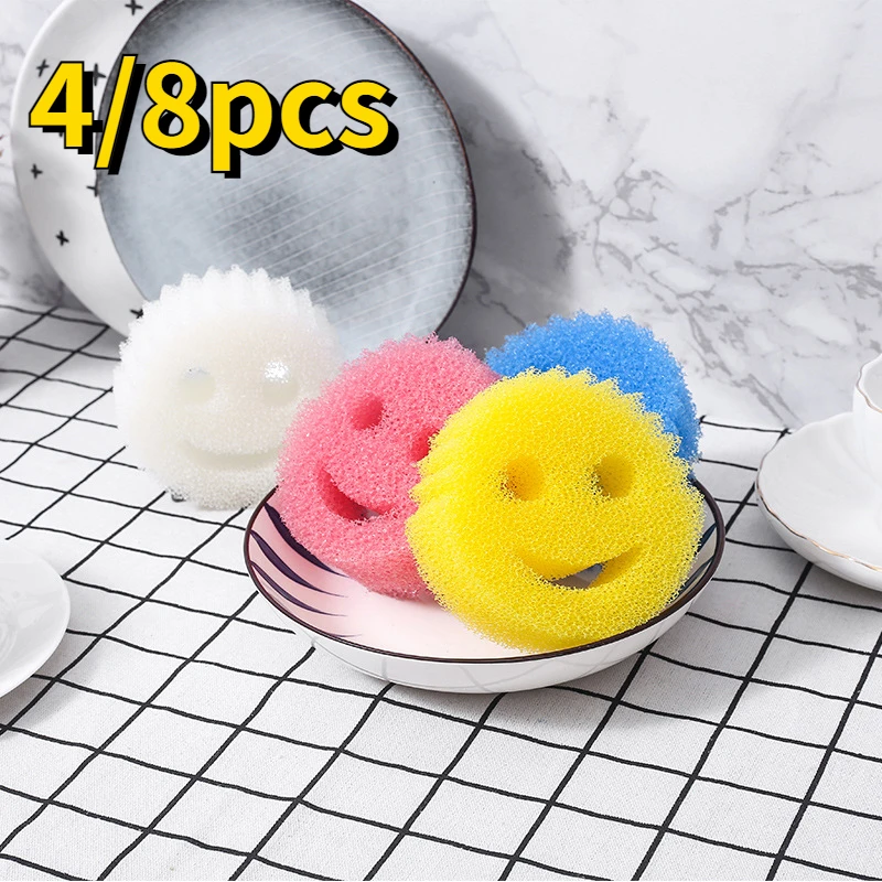 8/4PCS Creativity Household Magic Dishwashing Sponge Strong Scouring Pad Miracle Sponge Kitchen Bathroom Magic Cleaning Wipe