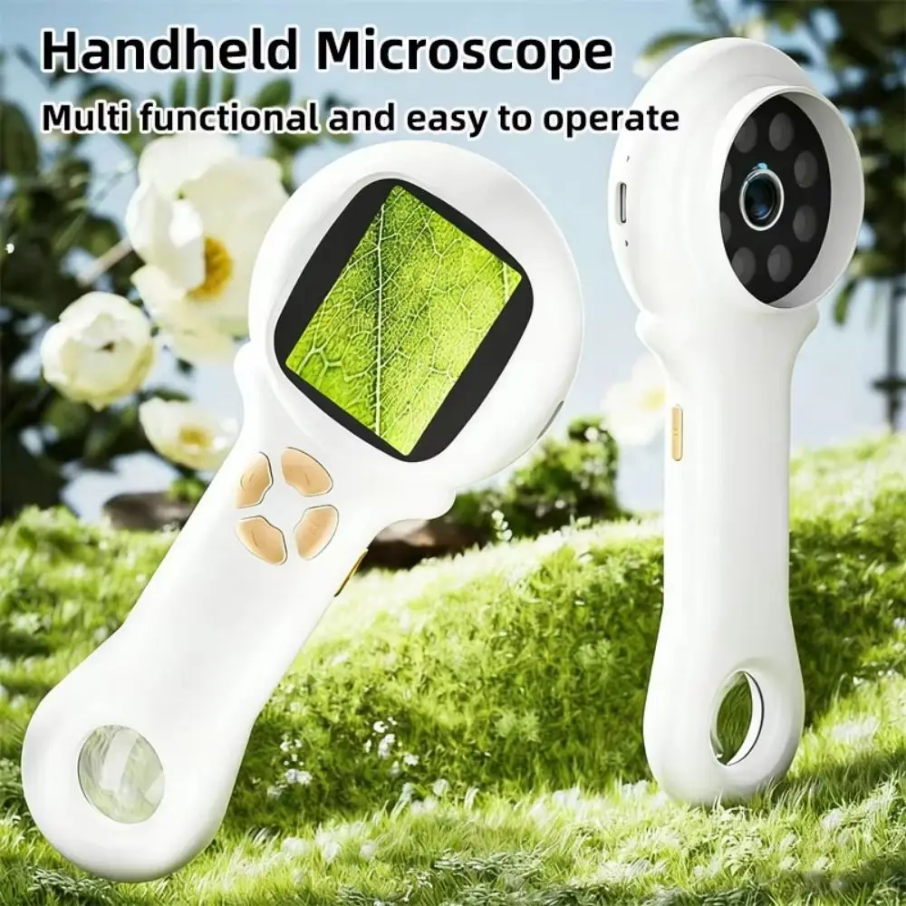 2 Inch IPS Screen Children's Digital Microscope Portable Handheld Kids Microscope HD 500x Zoom Pocket Microscope