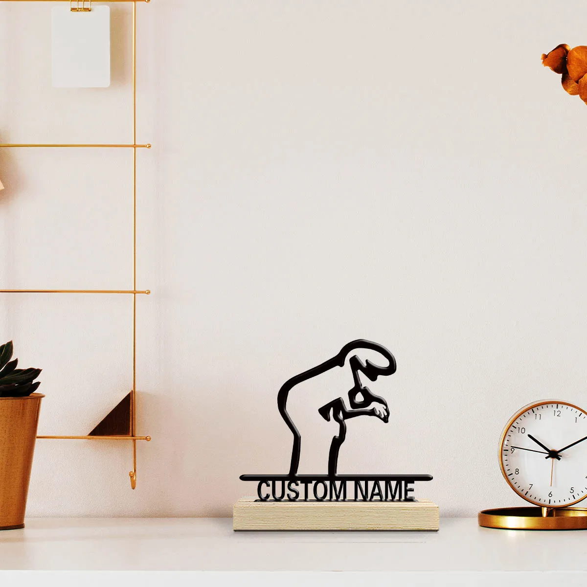 1pc Unique Personalized Metal Statue Ornaments Customizable Name Equipped with A Wooden Base Festival Ornaments and Decorations