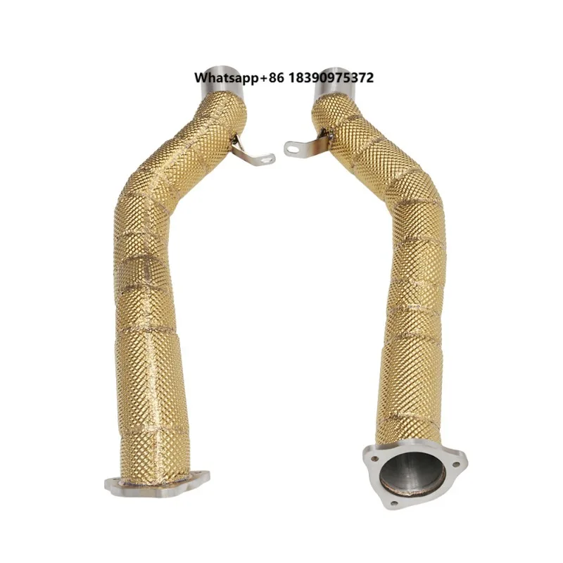 Performance Straight Exhaust Front Pipe with Golden Heat Shield  PX