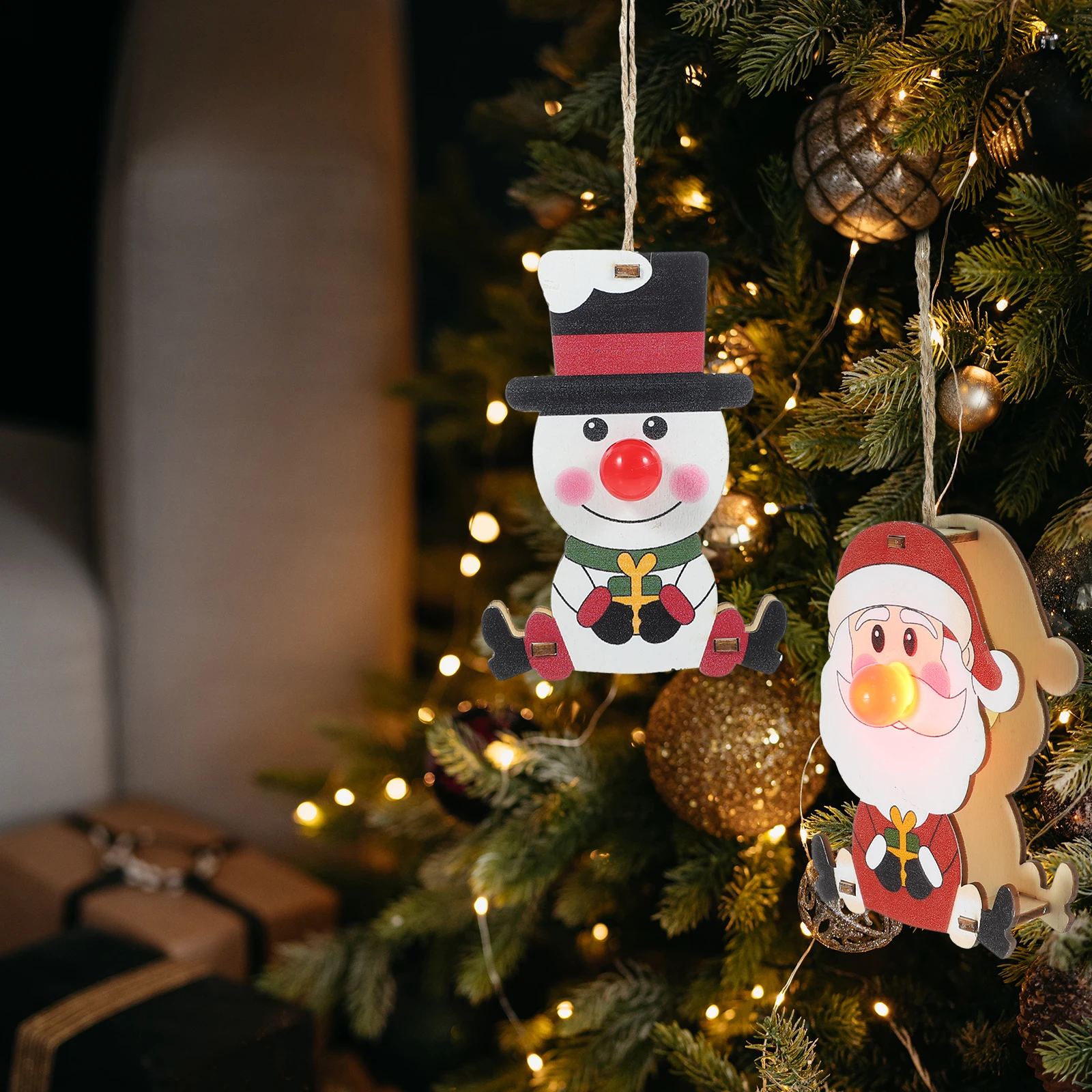 

3Pcs Glowing Nose Reindeer Christmas Pendant Chic Xmas Hanging Ornament Holiday Party Decor Christmas Tree Pendant Festival