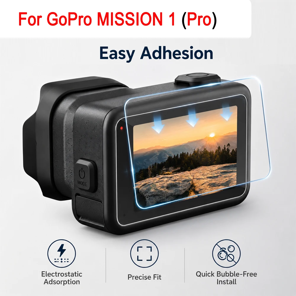 PULUZ 3-IN-1 Tempered Glass Film Set For GoPro MISSION 1, For GoPro MISSION 1 Pro Camera Lens Film Front / Rear Screen Protector