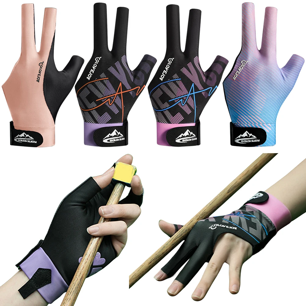 3 Finger Billiard Training Gloves Adjustable Billiards Glove Left Hand Pool Glove Non Slip Stretchy Billiards Accessory