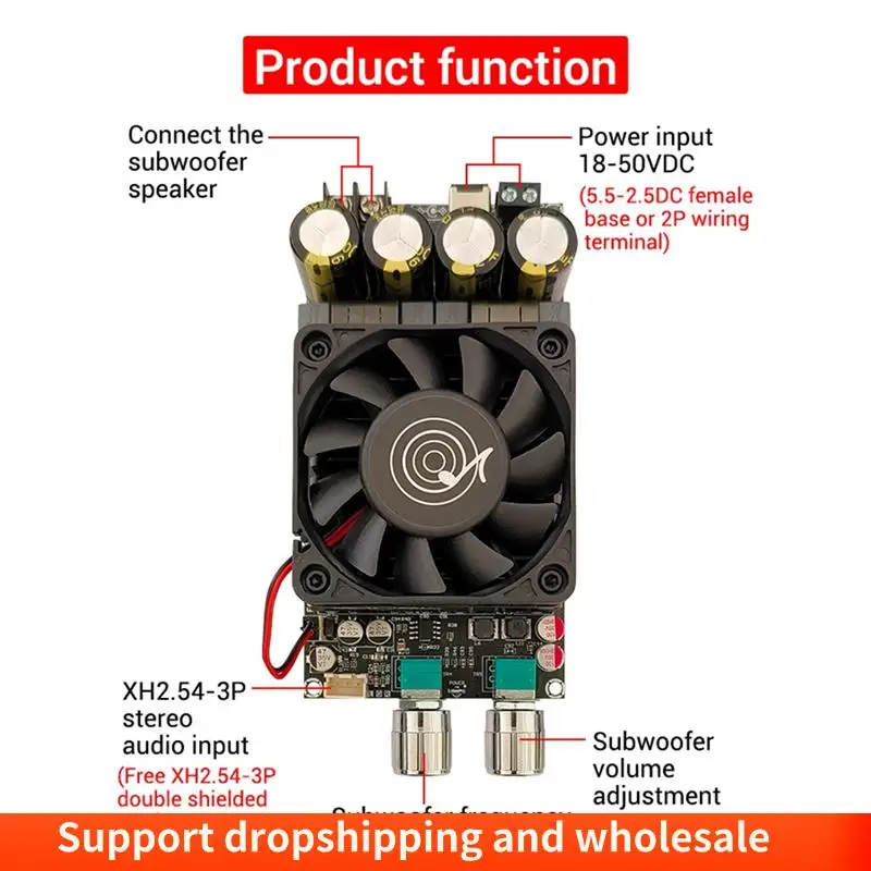 AA86 ZK-6001 Scheda amplificatore di potenza digitale 2.1 canali 600W Subwoofer TPA3225 Modulo amplificatore Bluetooth con cavo schermato