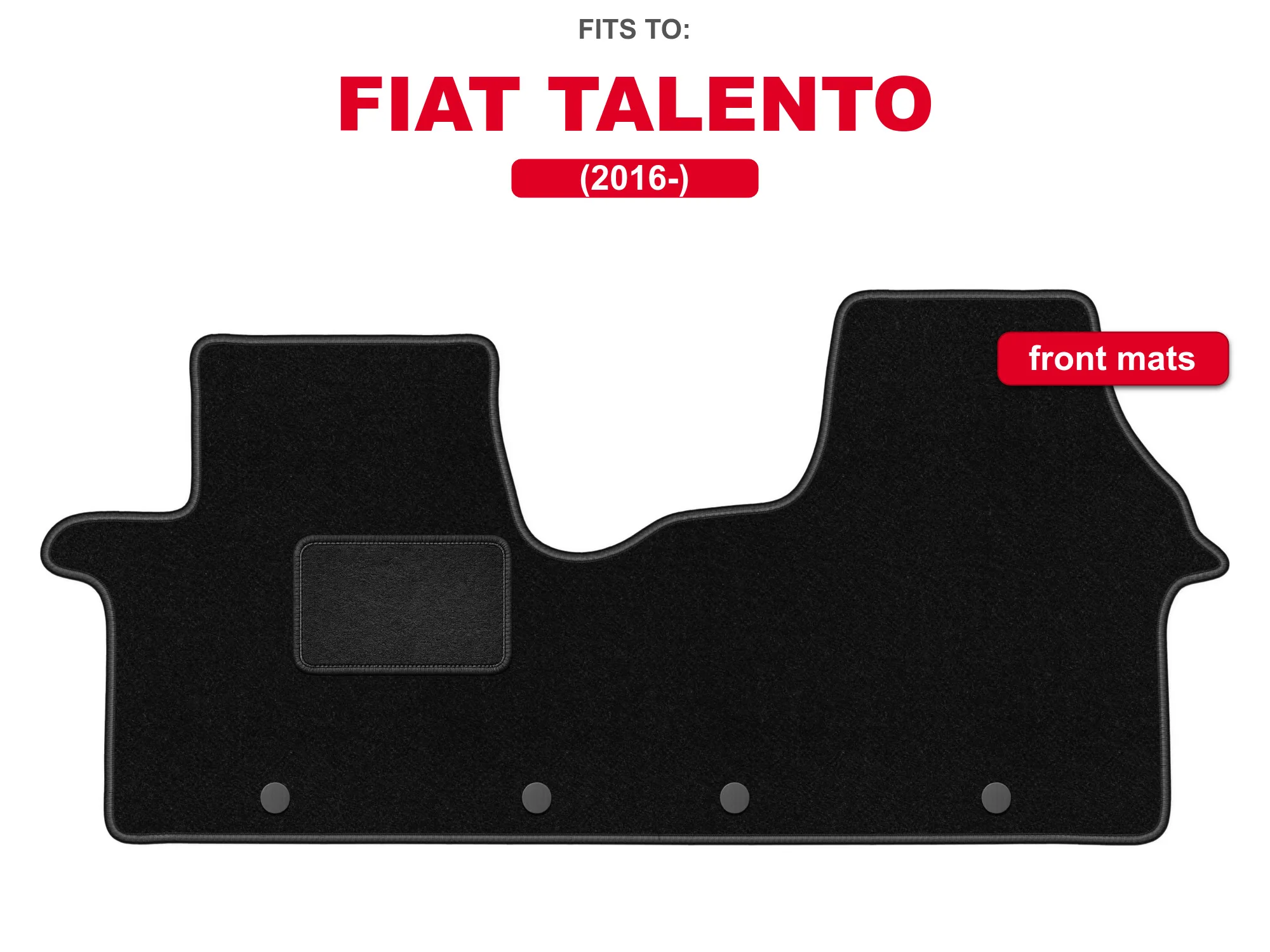 Velour voorste vloermatten voor: Fiat Talento 2016 - een volledig zwarte set auto vloermatten voor de voertuigvloer