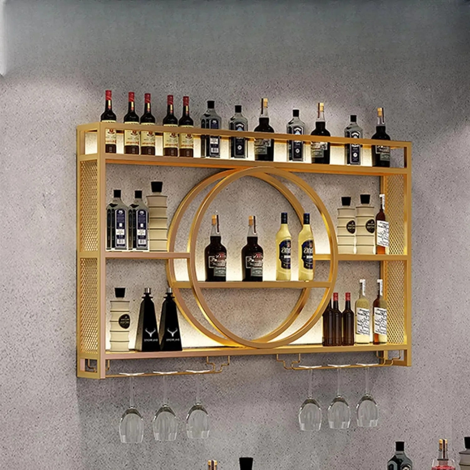 

DSA wall-mounted metal frame wrought iron wall-mounted wine cabinet red wine display stand decorative wine creative home
