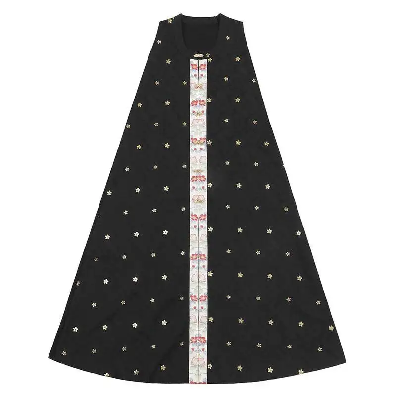 سلالة مينغ هانفو سترة طويلة حافة خام صينية تقليدية سميكة نمط داكن غزل النسيج الشتاء الذهبي الصين بي جيا