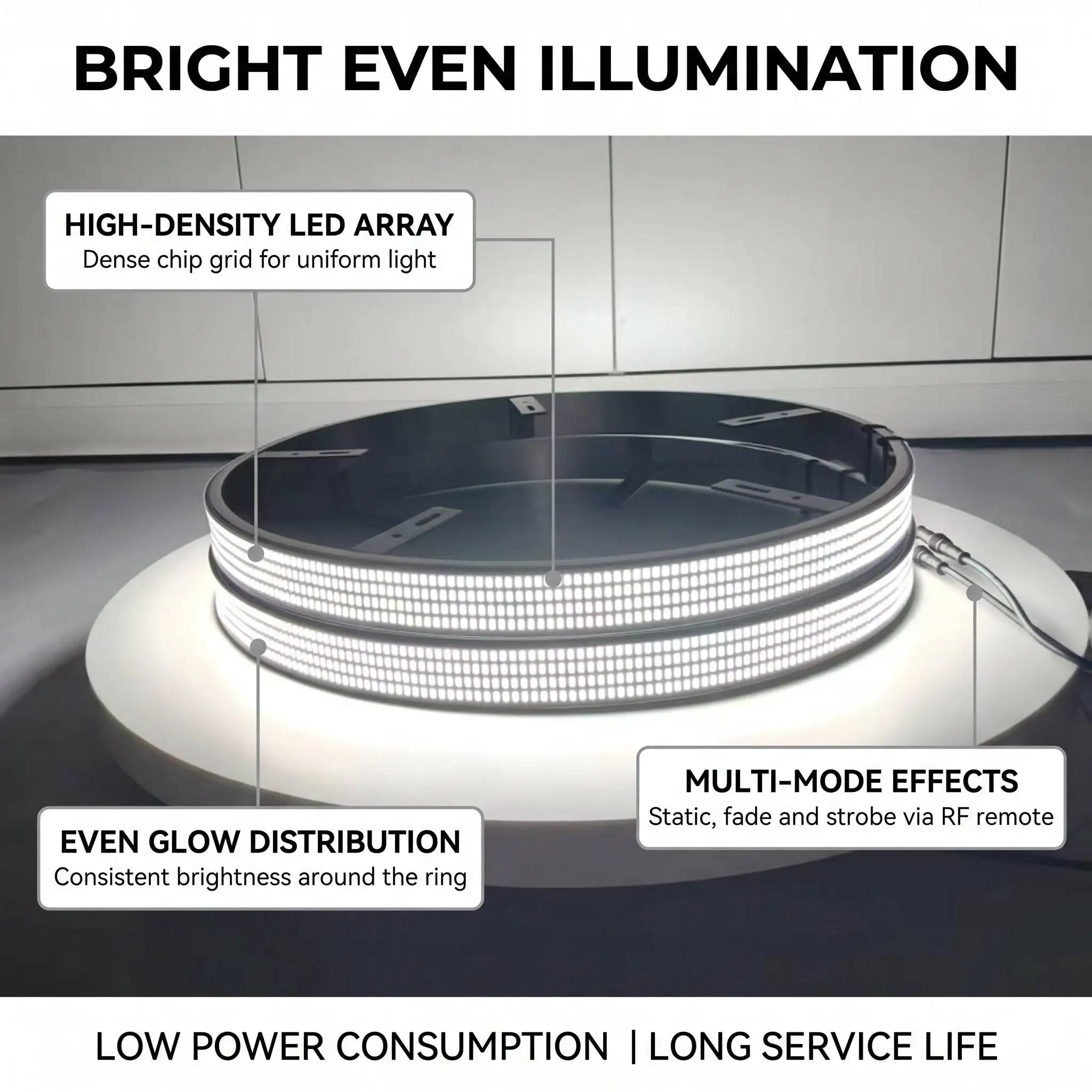 Kingshowstar 17 Inch 4Row White Wheel Ring Lights 5730 IP68 Auto Ambient Rim Atmosphere Light For ATV UTV Pickup USA Stock